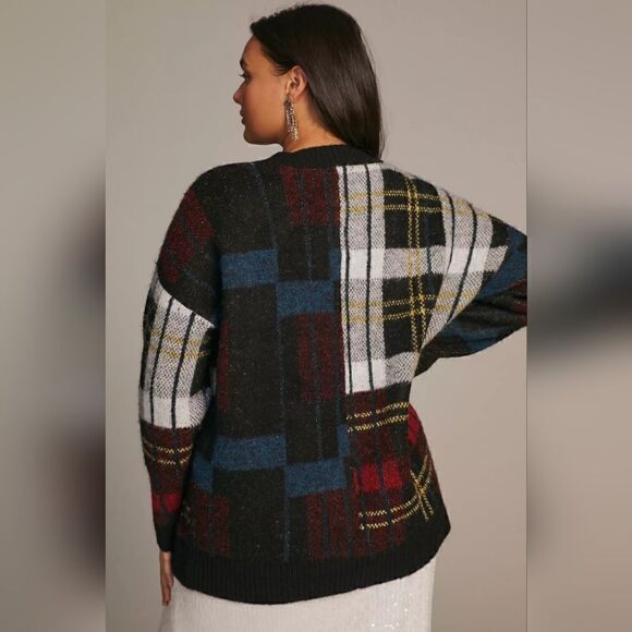 Anthropologie RD Style Multicolor Plaid Cardigan Sweater Size Medium NWT - Picture 6 of 13